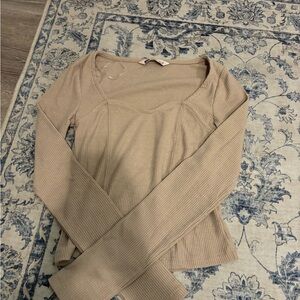 SO Women's Beige Ribbed Blouse